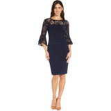 Adrianna Papell Bell Sleeve Stretch Lace and Jersey Cocktail Dress