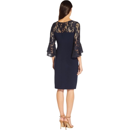  Adrianna Papell Bell Sleeve Stretch Lace and Jersey Cocktail Dress