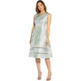 Adrianna Papell Sleeveless Printed Floral Jacquard Party Dress with Illusion Hem Detail