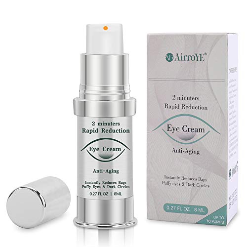  AirroYE 2 minutes Anti-Aging Rapid Reduction Eye Cream（8ml / 70 Pumps） Instantly and Visibly Reduces Wrinkles as Bags, Puffy eyes, Dark Circles, Fine Lines & Crows Feet for 6 hours