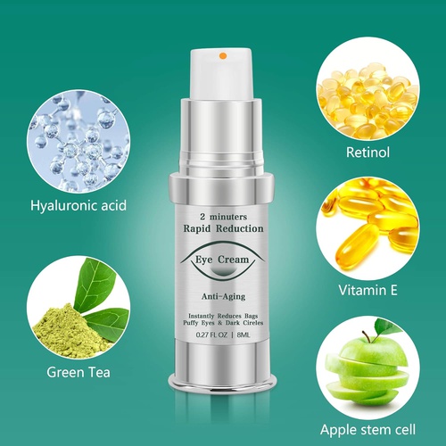  AirroYE 2 minutes Anti-Aging Rapid Reduction Eye Cream（8ml / 70 Pumps） Instantly and Visibly Reduces Wrinkles as Bags, Puffy eyes, Dark Circles, Fine Lines & Crows Feet for 6 hours