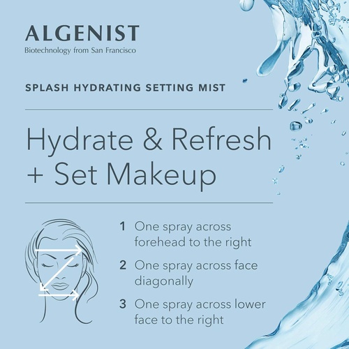  Algenist SPLASH Hydrating Setting Mist, Travel Size - Alcohol-Free Serum Spray with Hydrating & Makeup Setting Effects - Contains Mineral-Enriched Sea Water and Sea Fruit Extract (