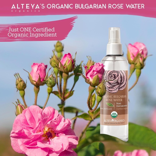  Alteya Organics Bulgarian Rose Water Toner - USDA Organic, Award-Winning, Organic Toner Mist, 8.5 oz/250ml