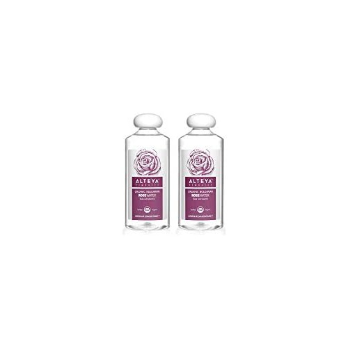  Alteya Organics Rose Water, Organic Facial Toner, 34 Fl Oz/ 2x17 Fl Oz Bundle, Pure Bulgarian Rosa Damascena Flower Water, Award-Winning Moisturizer, BPA-Free Bottle with Reducer