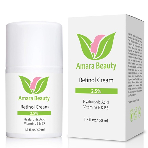  Amara Beauty Retinol Cream for Face 2.5% with Hyaluronic Acid & Vitamins E & B5, 1.7 fl. oz.