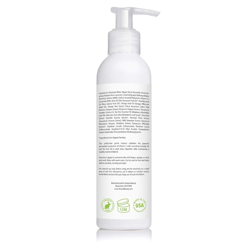  Amara Beauty Facial Cleanser with 15% Vitamin C, Aloe Vera, Rosehip Oil & Tea Tree Oil, 6 fl. oz.