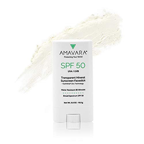  Amavara Mineral Transparent Sunscreen Face Stick SPF 50 0.6oz | Zinc Oxide, Reef Safe, Vegan, Broad Spectrum, Daily Use, Safe for Sensitive Skin (2-Count)