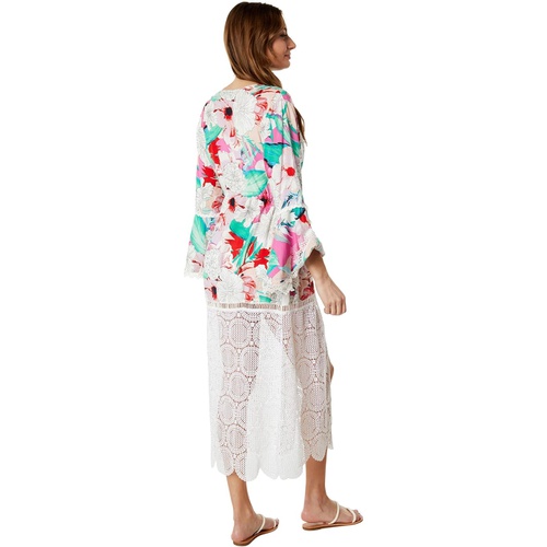  America & Beyond Amethyst Bloom Lace Maxi Kimono