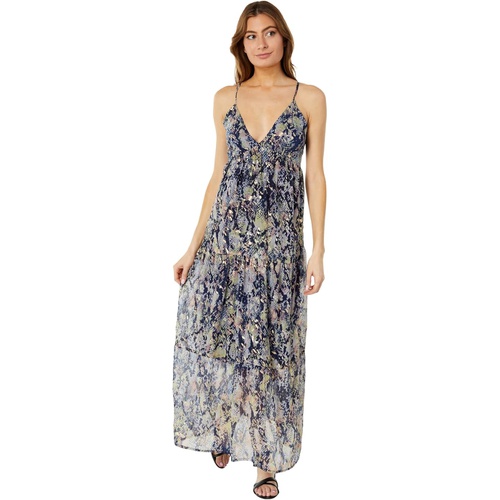  America & Beyond Shimmering Snakeskin Maxi Dress