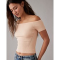 AE Cropped Ribbed Off-The-Shoulder Top