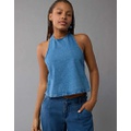 AE High Neck Denim Halter Top