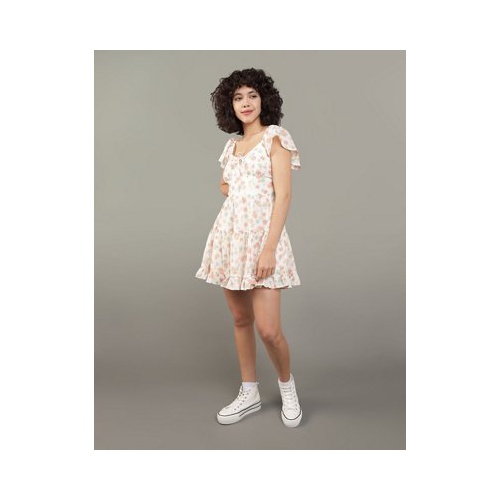 아메리칸이글 AE Flutter Sleeve Floral Babydoll Mini Dress