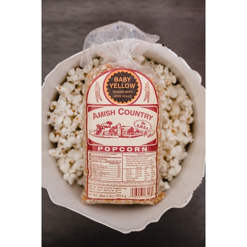  Amish Country Popcorn | 1 lb Bag | Baby Yellow Popcorn Kernels | Old Fashioned with Recipe Guide (Baby Yellow - 1 lb Bag)