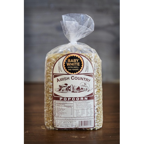  Amish Country Popcorn - Baby White Extra Small and Tender - GMO Free 2 lb Bag
