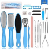 Anaoer Pedicure Tools Kit Professional 22 in 1, Stainless Steel Foot Rasp Foot Peel and Callus Clean Feet Dead Skin Tool Set, Nail Toenail Clipper Foot Care Kit for Men Women Mothers Day