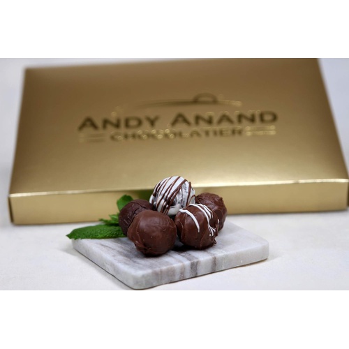  Andy Anand Chocolate Belgian Sugar Free Truffles 16 Pieces Gift Boxed & Greeting Card, Succulent & Divine Christmas Valentines Day Birthday Anniversary (16 Pieces)