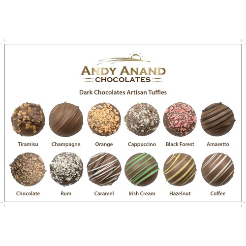 Andy Anand Chocolate Belgian Sugar Free Truffles 16 Pieces Gift Boxed & Greeting Card, Succulent & Divine Christmas Valentines Day Birthday Anniversary (16 Pieces)