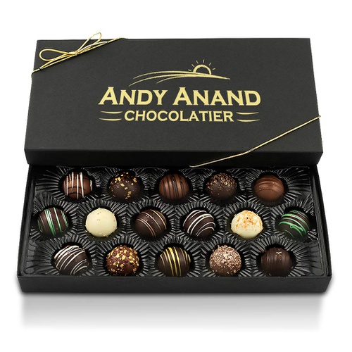  Andy Anand Chocolates Andy Anand Truffles Delectable Variety of 16 Handmade Artisan Truffles Gift Boxed & Greeting Card, Delicious, Succulent & Divine Birthday Valentine, Christmas Holiday Anniversary