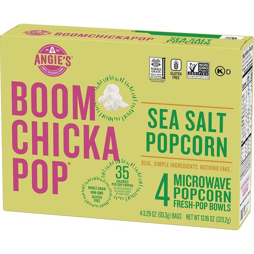  Angie’s BOOMCHICKAPOP Sea Salt Microwave Popcorn, 3.29 Fresh-Pop Bowls, 13.16 Oz
