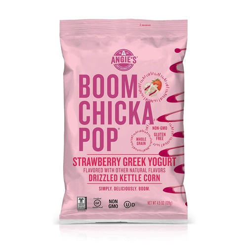  Angie’s BOOMCHICKAPOP Angies Strawberry Greek Yogurt Drizzled Kettle Corn Popcorn, 4.5 oz.
