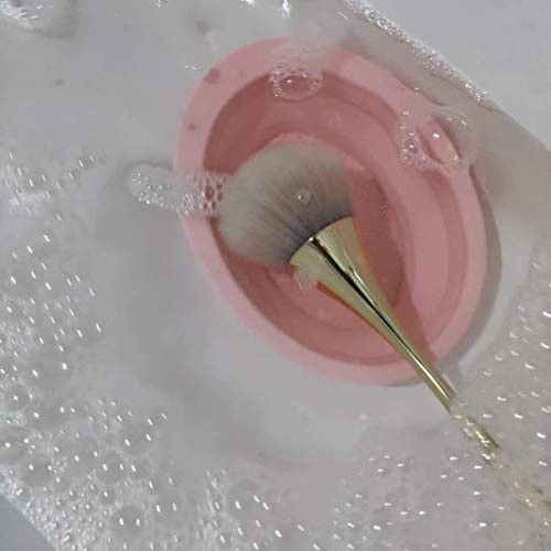  Aoji4u Folding Brush Cleaning Mat LARGE Silicone Makeup Cleaning Brush Mat Portable Washing Tool Cosmetic Brushes Cleaner Mat Brush Cleaning Mat Makeup Brush Cleaning Pad (Pink)