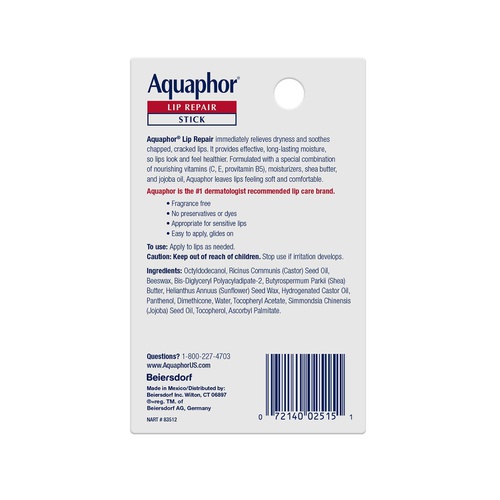 Aquaphor Lip Repair Stick - Soothes Dry Chapped Lips - Two .17 Oz Sticks