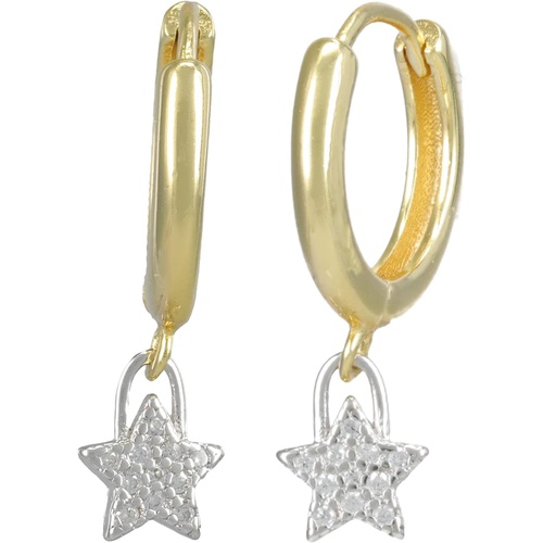  Argento Vivo Two-Tone CZ Star Drop Earrings