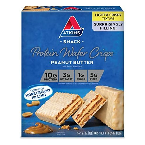  Atkins Protein Wafer Crisps, Peanut Butter, Keto Friendly, 5 Count