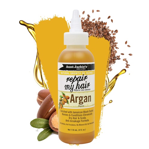  Aunt Jackies Natural Growth Oil Blends Repair My Hair - Argan, Revives and Conditions Chronically Dry Hair and Scalp, Anti-Breakage Formula, 4 oz