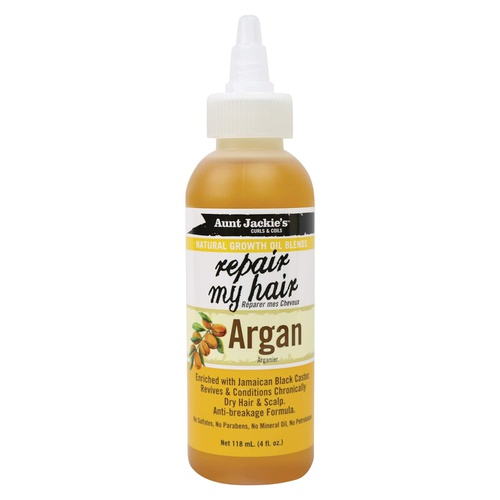  Aunt Jackies Natural Growth Oil Blends Repair My Hair - Argan, Revives and Conditions Chronically Dry Hair and Scalp, Anti-Breakage Formula, 4 oz