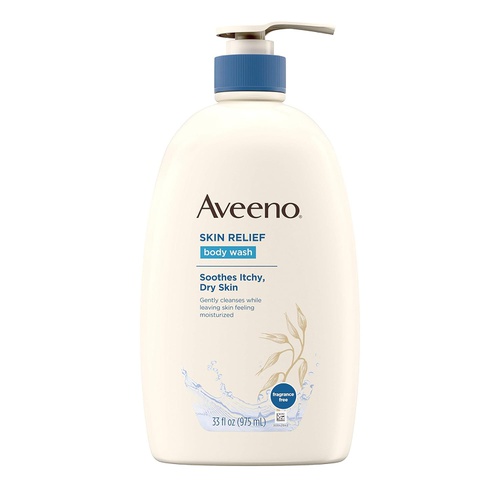  Aveeno Skin Relief Fragrance-Free Body Wash with Oat to Soothe Dry Itchy Skin, Gentle, Soap-Free & Dye-Free for Sensitive Skin, 33 Fl Oz