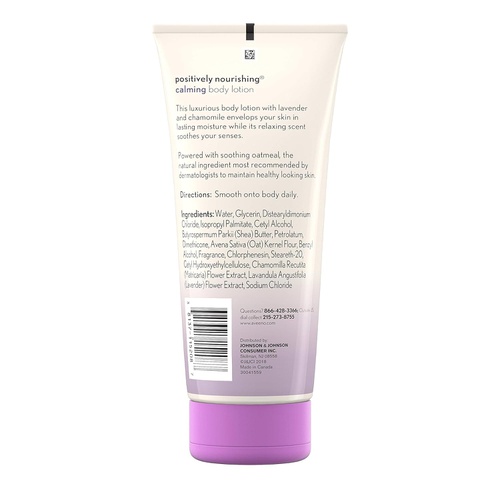  Aveeno Positively Nourishing Calming Body Lotion with Lavender, Chamomile, Soothing Oatmeal & Shea Butter, Daily Moisturizing Lotion for All-Day Hydration & Dry Skin Relief, 7 oz