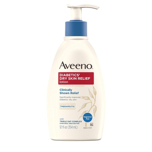  Aveeno Diabetics Dry Skin Relief Lotion with Triple Oat Complex & Natural Shea Butter, Steroid-Free & Fragrance-Free Dimethicone Skin Protectant for Diabetic Skin Care, 12 fl. oz