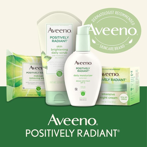  Aveeno Positively Radiant Daily Facial Moisturizer with Total Soy Complex and Broad Spectrum SPF 30 Sunscreen, Oil-Free and Non-Comedogenic, 2.5 fl. oz