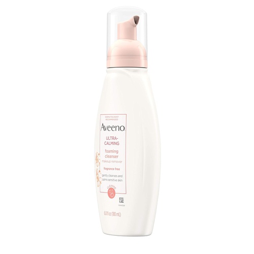  Aveeno Ultra-Calming Foaming Cleanser & Makeup Remover Facial Cleanser with Calming Feverfew, Face Wash for Dry & Sensitive Skin, Hypoallergenic, Fragrance-Free & Non-Comedogenic,