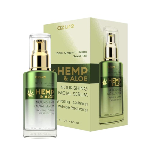  Azure Cosmetics AZURE Hemp & Aloe Nourishing Facial Serum - Moisturizing, Calming & Revitalizing | Reduces Wrinkles, Fine Lines & Creases | Restores Dehydrated Skin | Made in Korea - 50mL