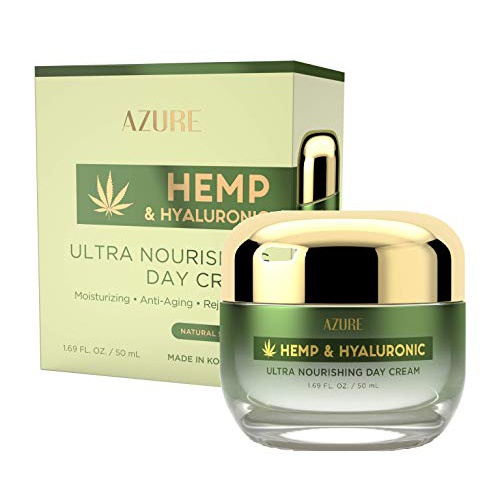  Azure Kosmetics AZURE Hemp & Hyaluronic Ultra Nourishing Day Cream - Moisturizing, Rejuvenating & Anti Aging | Reduces Wrinkles & Fine Lines | Restores Tired & Dehydrated Skin | Made in Korea - 50