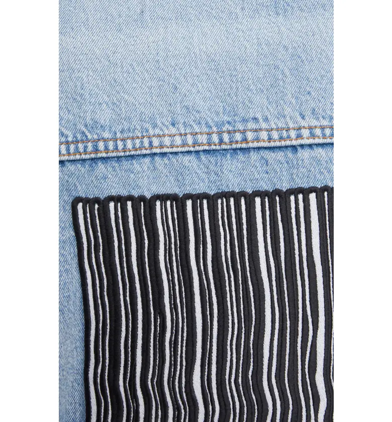 발렌시아가 Balenciaga Barcode Logo Oversize Organic Cotton Denim Jacket_CLEAR LIGHT BLUE