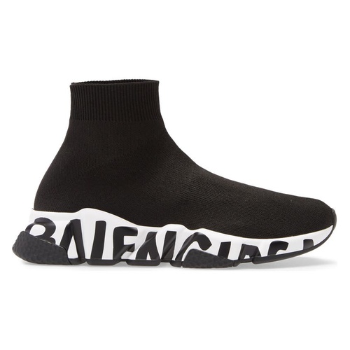 발렌시아가 Balenciaga Mid Speed Sock Sneaker_BLACK/ WHITE/ BLACK