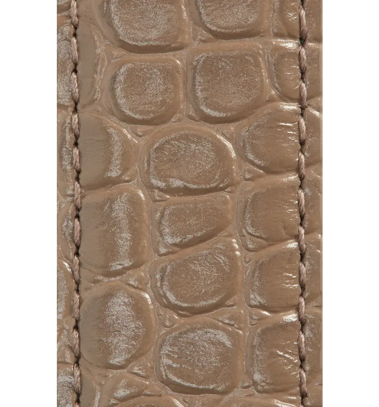 발렌시아가 Balenciaga Circled BB Croc Embossed Leather Belt_MINK GREY