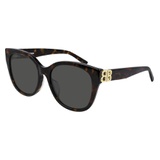 Balenciaga 57mm Cat Eye Sunglasses_SHINY DARK HAVANA/ GREEN