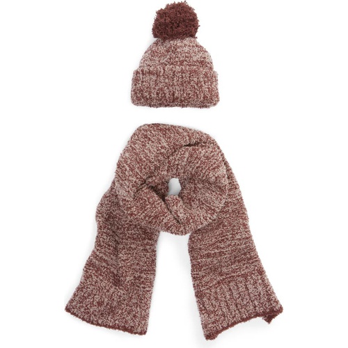  Barefoot Dreams Barefoot Dreams Pompom Beanie & Scarf Set_HE ROSEWOOD-VINTAGE ROSE