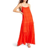 BB Dakota by Steve Madden Tiered Voile Maxi Dress_HIBISCUS RED
