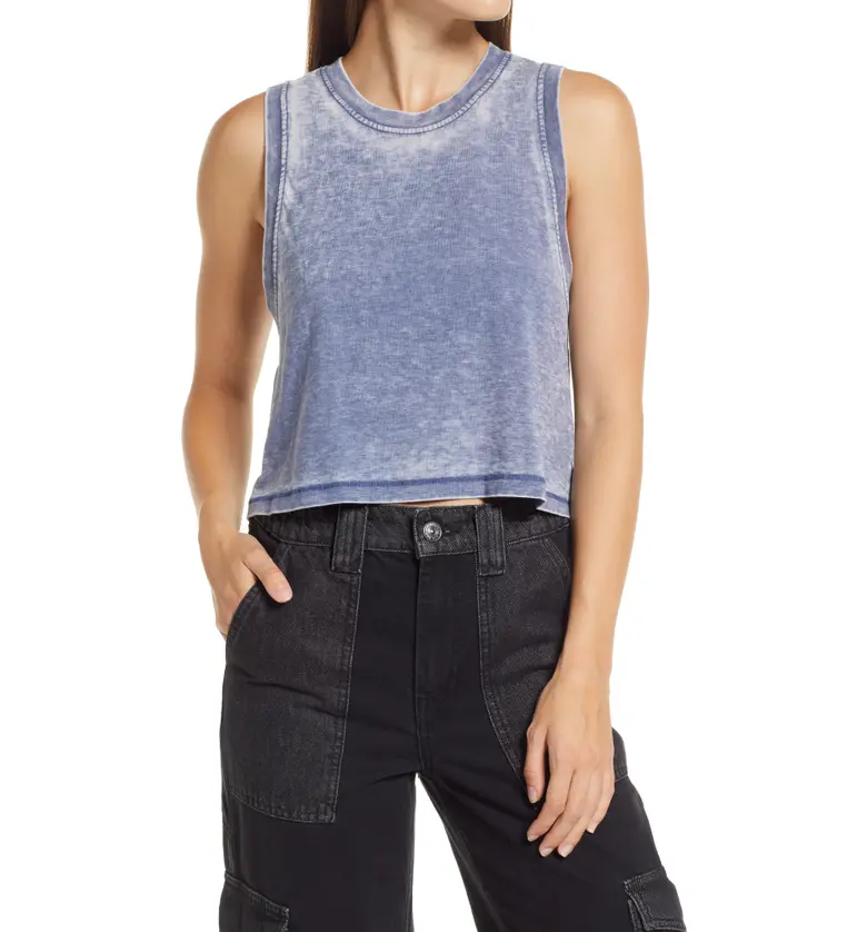 BDG Urban Outfitters Dropped Armhole Crop Burnout Tank_BLUE