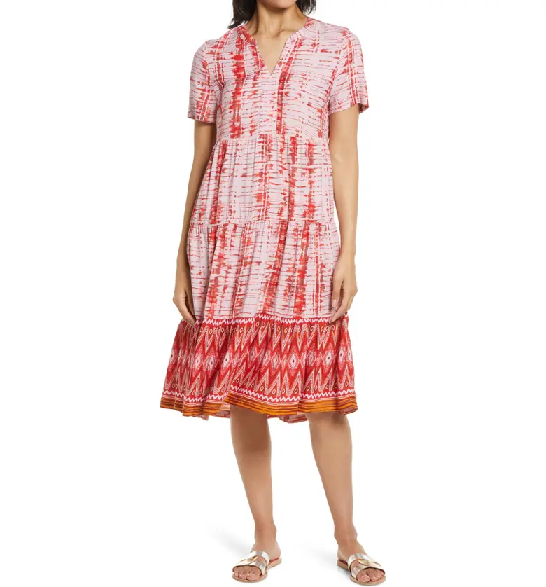 beachlunchlounge Coley Print Tiered Shift Dress_ASTER AURA