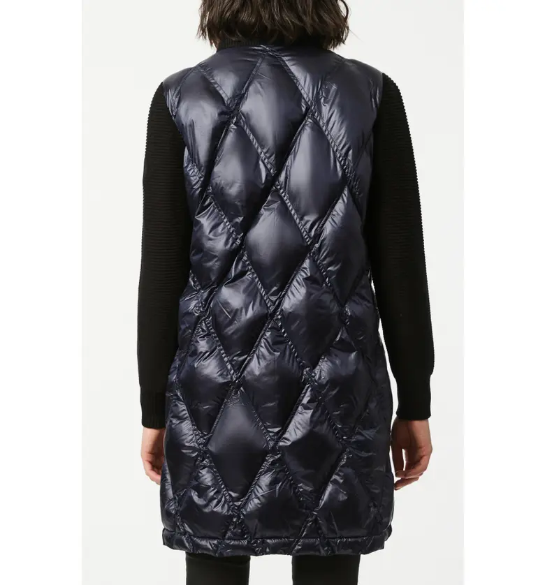  Bernardo Knit Sleeve Diamond Quilt Puffer Coat_NAVY