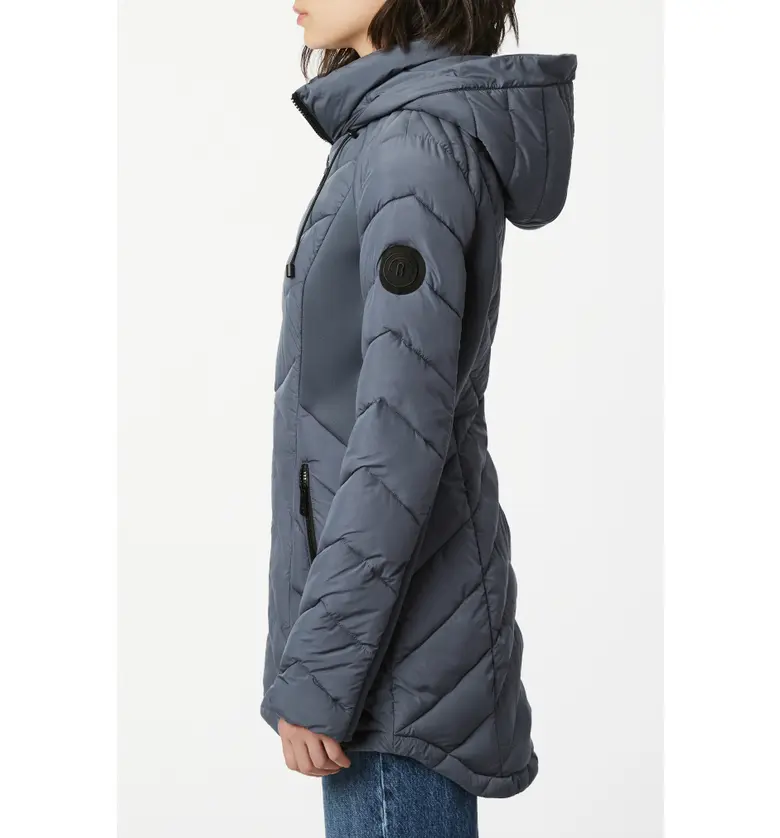  Bernardo Quilted Neoprene Hooded Puffer Coat_PETROL BLUE