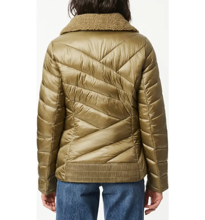  Bernardo Fleece Trim Quilted Puffer Coat_SAGE GREEN