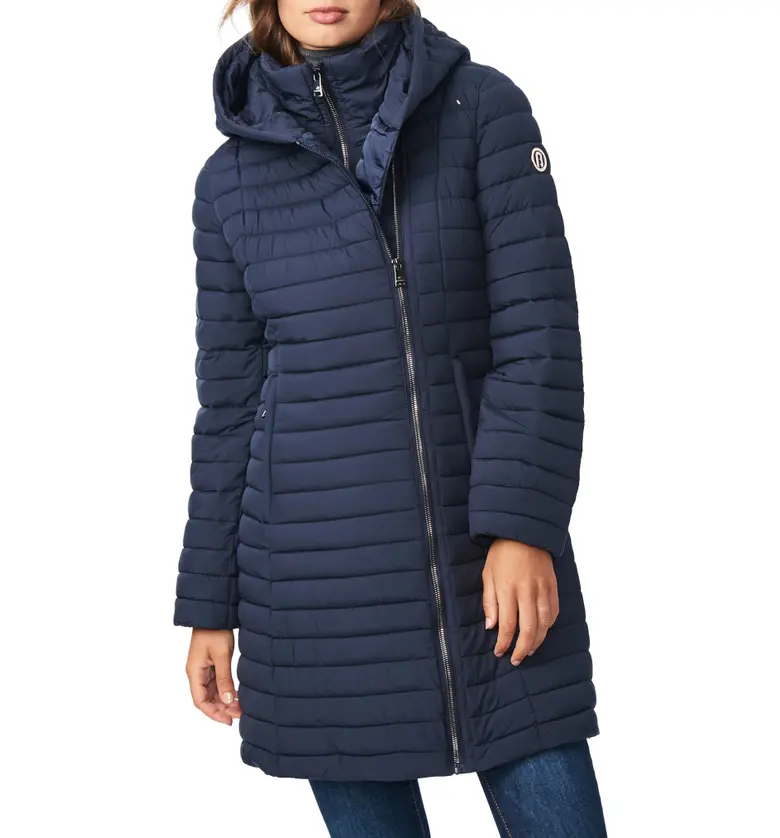 Bernardo Quilted Water Resistant Packable Walker Coat_DEEP OCEAN