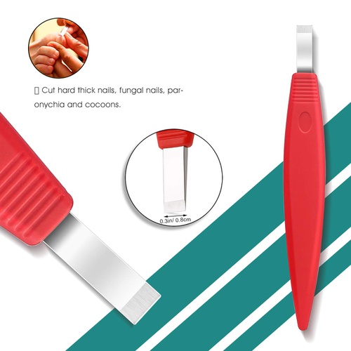  BEZOX Pedicure Knife Set - Callus Shaver Blade, Corn and Hard Thick Skin Remover Tool for Foot, Metal Nail File & Nail Lifter - Professional Pedicure Tools with Storage Box (Red)